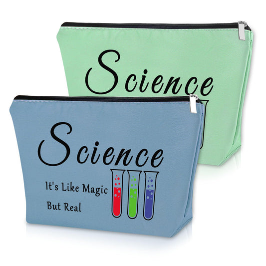 Sazuwu 2PCS Science Gifts for Women Makeup Bag Science Teacher Gifts for Adults Data Scientist Funny Gift Cosmetic Bag Science Lover Christmas Gifts Birthday Graduation Gift Travel Pouch