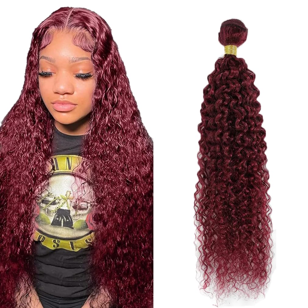 Burgundy Bundles 99J Kinky Curly Human Hair Bundles Brazilian Burgundy Kinky Curly Bundles Human Hair Unprocessed Virgin Hair 1 Bundle 20 Inch 99J Bundles Human Hair Weave