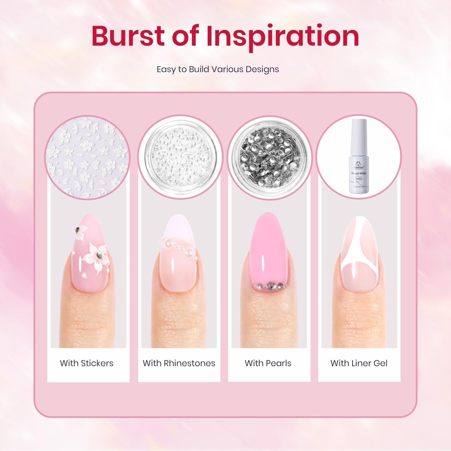 Beetles Nail Extension Gel Kit 22Pcs Blessings Nail Kit for Beginners with beetles Builder Nail Gel Nail Art Design DIY Home