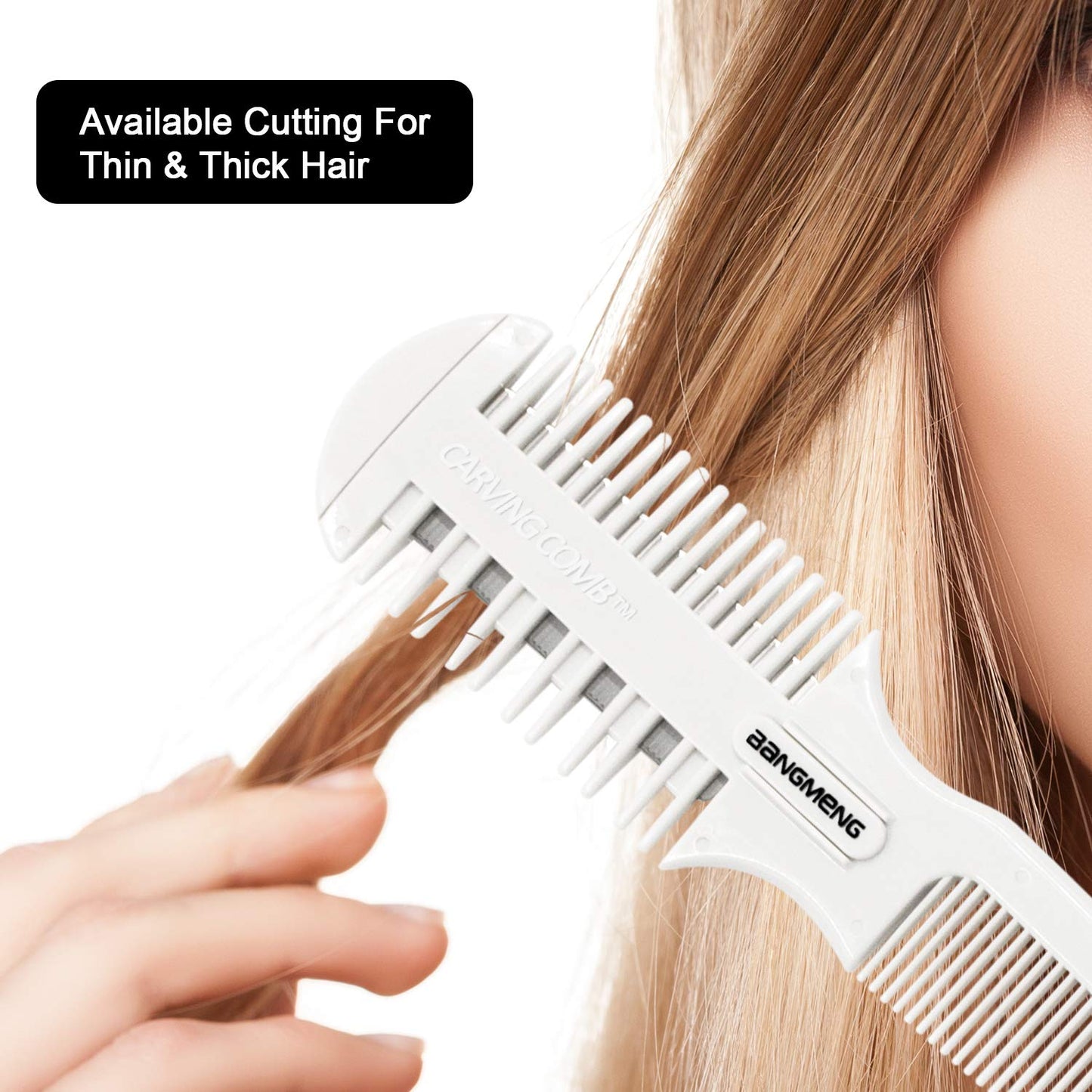 BANGMENG Hair Cutter Comb, Shaper Hair Razor Comb, Split Ends Hair Trimmer Styler, Double Edge Razor Blades for Thinning, Hair Cutting and Styling, Extra 5 Blades Included