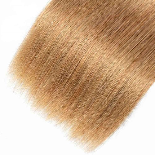 Honey Blonde Human Hair Bundles 16 18 20 Inch Straight Bundles Human Hair Unprocessed Native Virgin Hair 100/PC 3 Extensions #27 Blonde Color Wet and Wavy Human Hair Extensions for Women