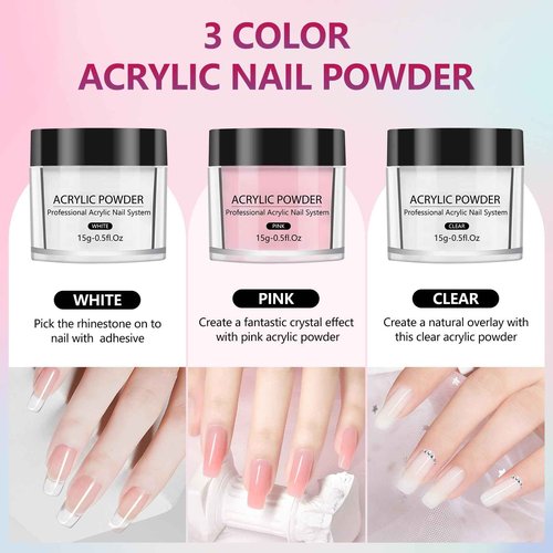 LIONVISON Practice Hand for Acrylic Nails,Flexible Practice Hands Fingers with Nail Kit,Acrylic Powder Brush Nail Art Decoration Tools for Professional Beginners