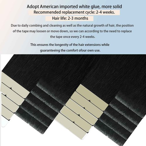 Tape in Hair Extensions Human Hair 14Inch Natural Black Color 20Pcs 50G/Pack Straight Seamless Weft Skin Invisible Thick 100% Real Black Human Hair Tape In Extensions