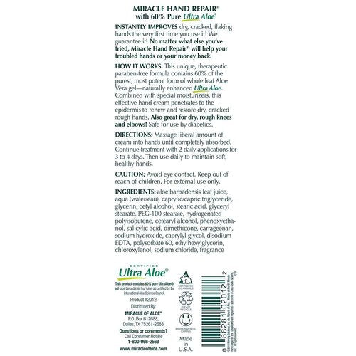 Miracle Hand Repair Cream for Dry Cracked Hands 8 oz Best Healing Hand Cream with 60% Aloe Vera - Non-Greasy Moisturizer for Working Hands - Fast Absorbing Lotion for Extremely Dry Skin (2-Pack)