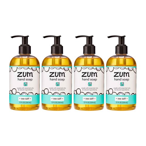 Zum Indigo Wild Hand Soap - Natural Liquid Hand Soap - for Bathroom & Kitchen - Sea Salt Scent - 12 oz (4 Pack)