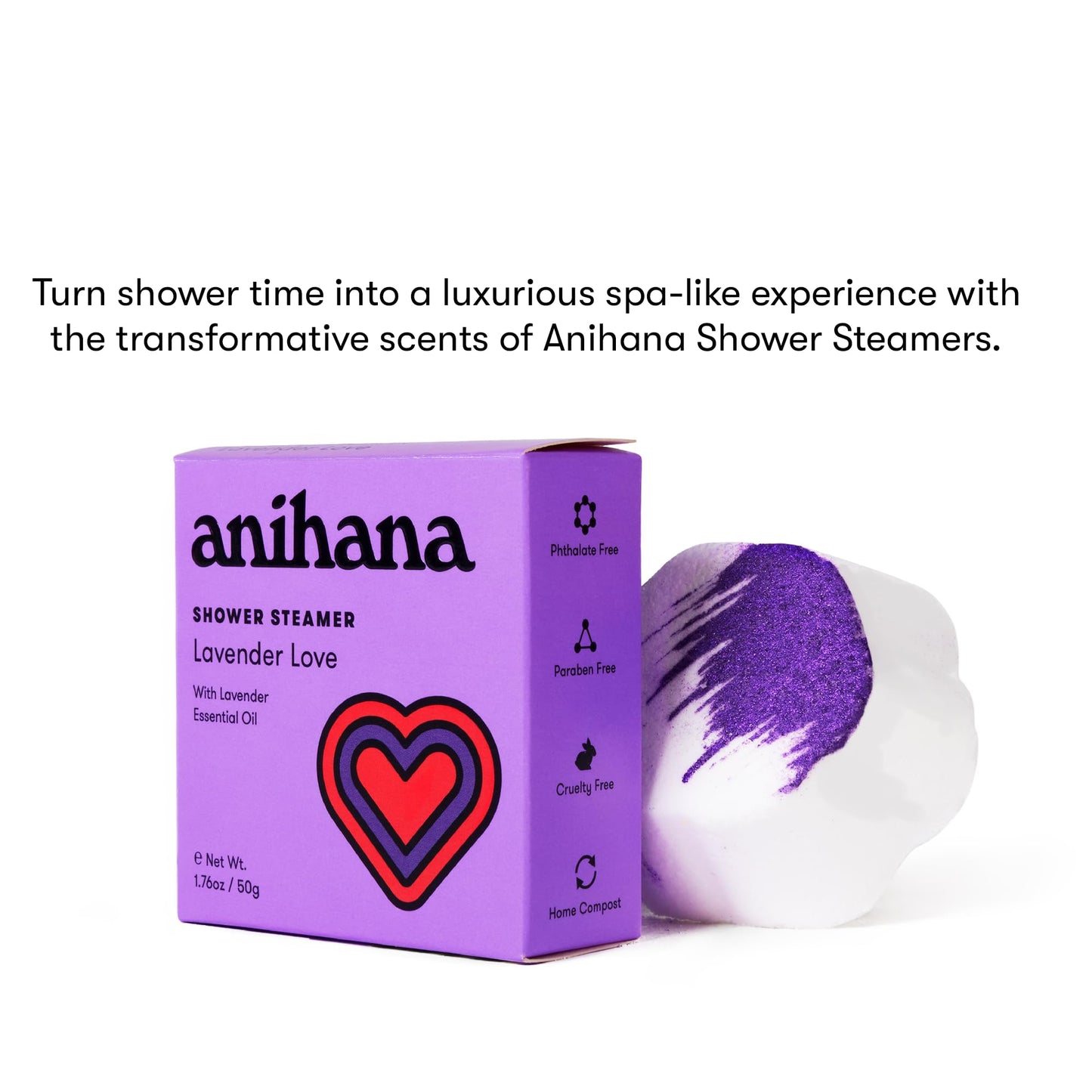 ANIHANA Shower Steamers 4 Pack with Lavender Essential Oil Paraben Free Cruelty Free Refreshing Lavender Love Scent 1.76 oz each