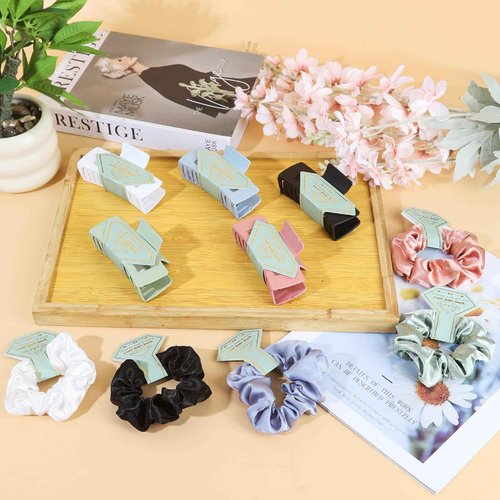 Featch Bridesmaid Proposal Gifts 12pcs Hair Claw Clips & 12pcs Satin Hair Ties Scrunchies Bachelorette Party Bridal Shower Present Good ideas Gift for Wedding Party Favors White&Sage Green