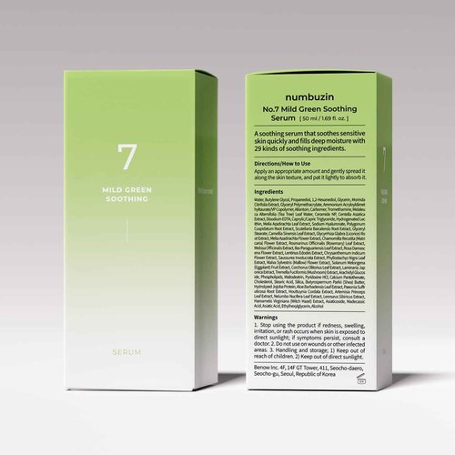 numbuzin No.7 Serum | Mild Green Soothing Serum | Soothing Green Gel for Acne-Prone Skin, Sensitive Redness | Centella Asiatica, Green Tea, Noni | Korean Skincare for Soothing | 1.69 fl. oz.