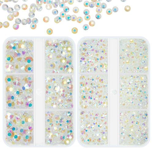 qiipii Transparent Clear AB Resin Rhinestones for Crafting Clear White AB Flatback Jelly Stones 3mm 4mm 5mm 6mm Gems Diamonds Charms for Nails Face Eyes Makeup Tumblers Bottles Crafts Clothes Shoes
