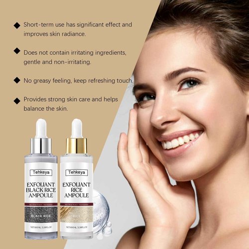 Peel Shot Glow Rice Ampoule Duo - Black & White Rice Exfoliating Facial Serum for All Skin Types, Hydrating & Brightening Treatment, 3.38 Fl Oz