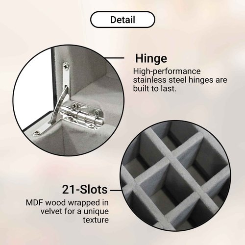 joyshiny 21-Slot Mirrored Lipstick Organizer, Rollerball Perfume Glass Storage box with Lid,Lip Gloss Storage for Vanity, Crushed Diamond Home Decor, 9.2''x 4.5'' x 5.15''
