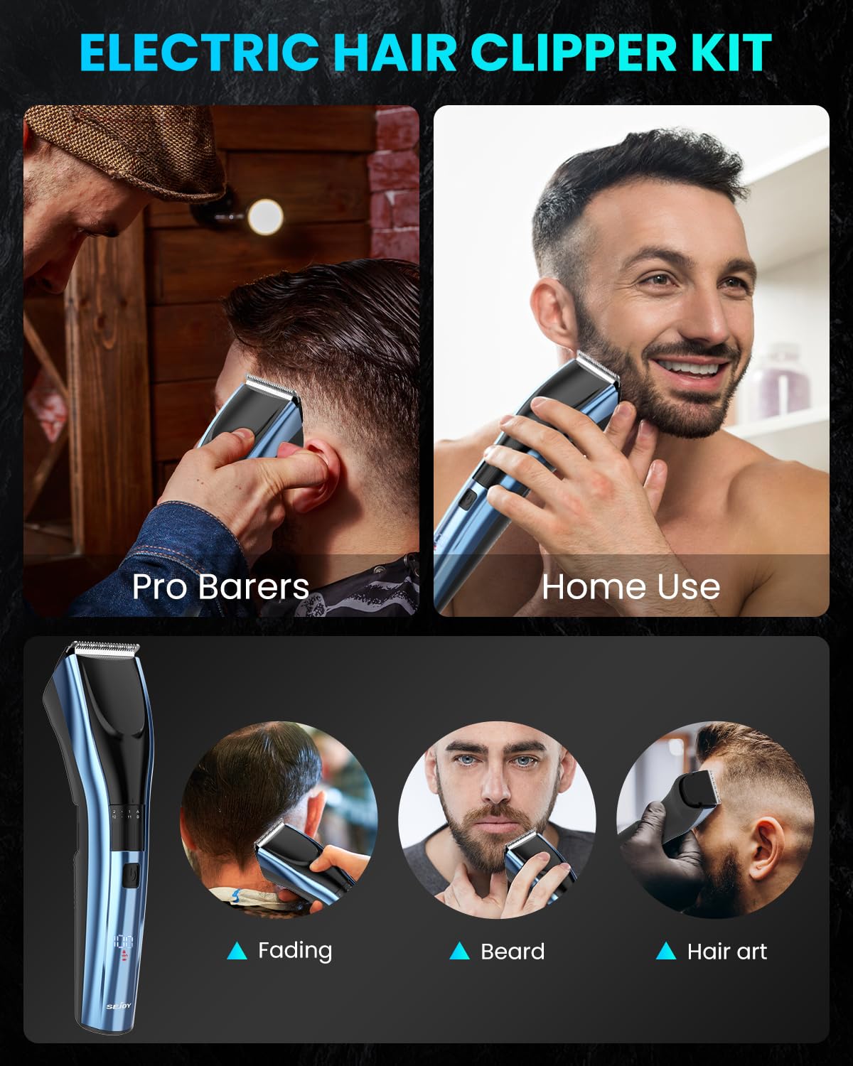 Hair Clippers for Men, Cordless Clippers for Hair Cutting Professional Mens Hair Clippers Rechargeable Hair Trimmer LED Display, 20 Adjustable Lengths