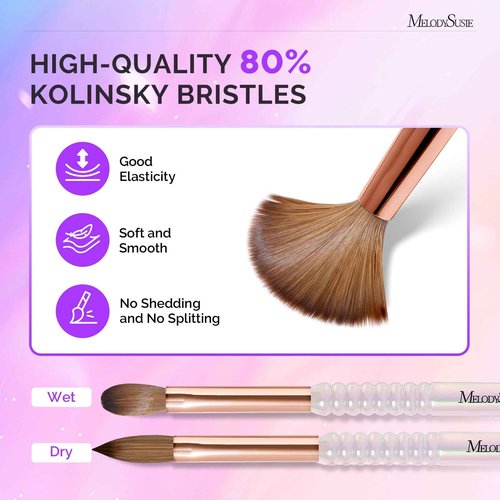 MelodySusie Kolinsky Acrylic Nail Brush, 80% Kolinsky Hair, Professional Nail Brush for Acrylic Powder Nail Extension and 3D Nail Carving, Nail Art Tools for DIY Home Salon, Size 14