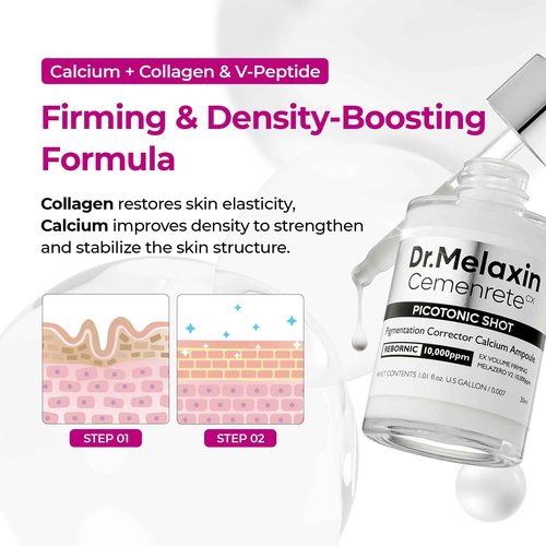 Dr.Melaxin Lumi firm & lift Duo | Korean facial Collagen Firming serum plumping skin & tightening refines skin repair density | Cyano Pink Spicule Serum + Picotonic Shot Ampoule