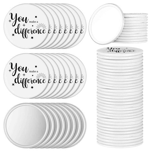 Hoolerry 24 Pcs Christmas Inspirational Compact Mirror Bulk for Women You Make a Difference Round Portable Mini Pocket Makeup Mirror for Employee Coworker Team Building Staff Group Member Gifts