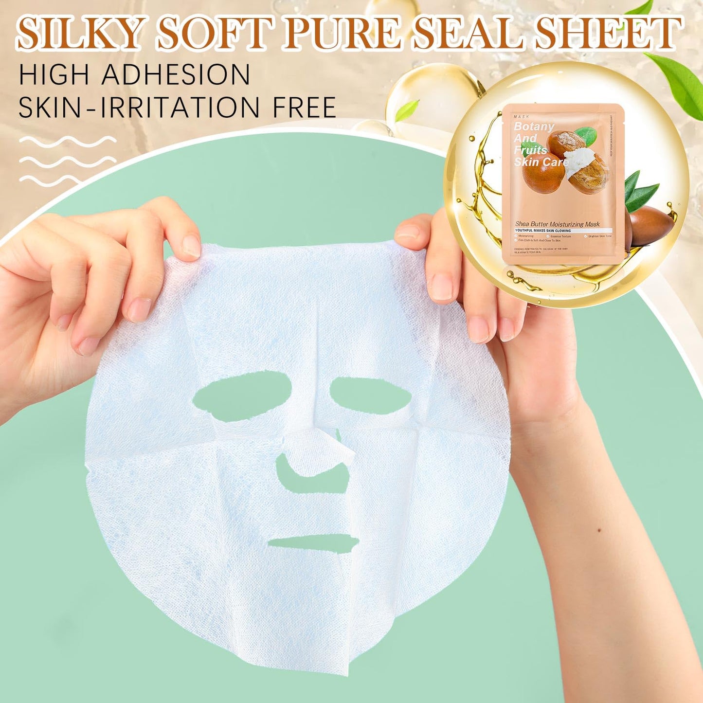 Dimsile 24 Pcs Combo Essence Face Masks Skincare Hydraiting Facial Mask Moisturizing Self Care Sheet Mask for Women Girls Home Spa Skin Care (Shea Butter)