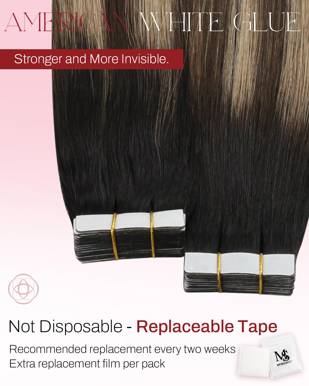 Moresoo Ombre Tape in Extensions Human Hair Black Rooted Hair Extensions Tape in Balayage Off Black to Blonde Mix with Brown Human Hair Extensions Tape in Real Hair 12 Inch #1B/4/14 20pcs 30g