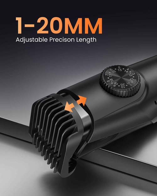 kurtmark Vacuum Beard Trimmer for Men, Rechargeable Electric Mens Beard Trimmer with Adjustable Length Comb (1-20mm), Cordless Mustache Trimmer for Men with Built-in Vacuum for Facial, Sideburns