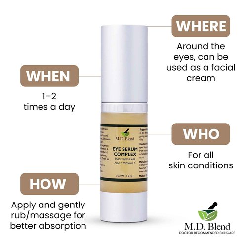 M.D. Blend Plant Stem Cell Eye Serum Complex | Aloe Vera, Vitamin C | Hydrating Eye Treatment | Airless Pump - 15ml