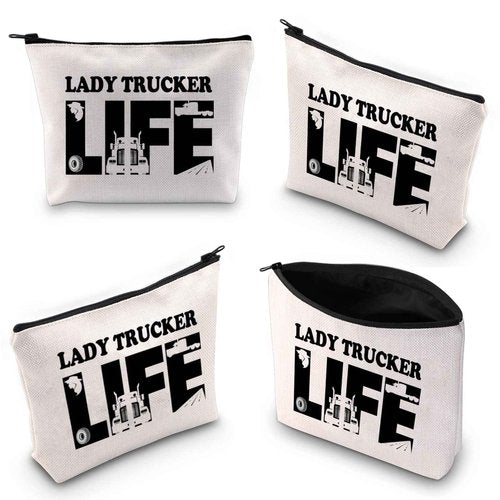 XYANFA Lady Trucker Makeup Bag Lady Trucker Life Truck Driving Gifts Womens Female Truck Driver Zipper Pouch (LADY TRUCKER LIFE)