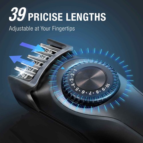 SUPRENT Adjustable Beard Trimmer for Men, Cordless Electric Beard Trimmer with Precision Dial, USB Rechargeable 19 Length Settings Mustache Trimmer for Mens Gifts (Black)