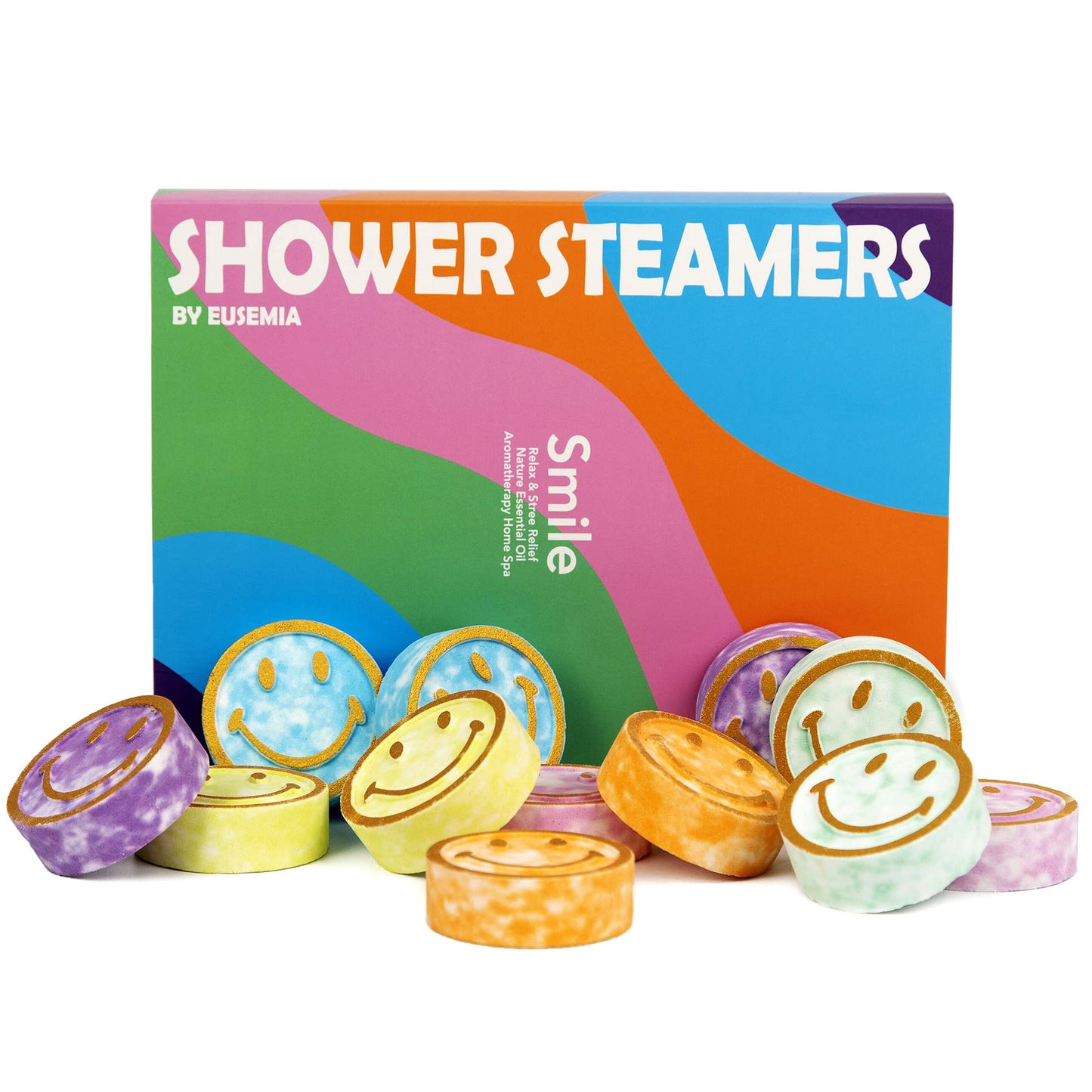 Shower Bombs Steamers Aromatherapy for Women and Kids by EUSEMIA 12 Pcs Bath Steamer with Essential Oils 6 Scented Body Restore Shower Bomb Tablets for Stress Relief Gifts (1PACK of 12)