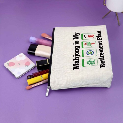 Sazuwu Mahjong Lover Retirement Gifts for Her Cosmetic Travel Pouch Birthday for Mom, Grandma, Aunt