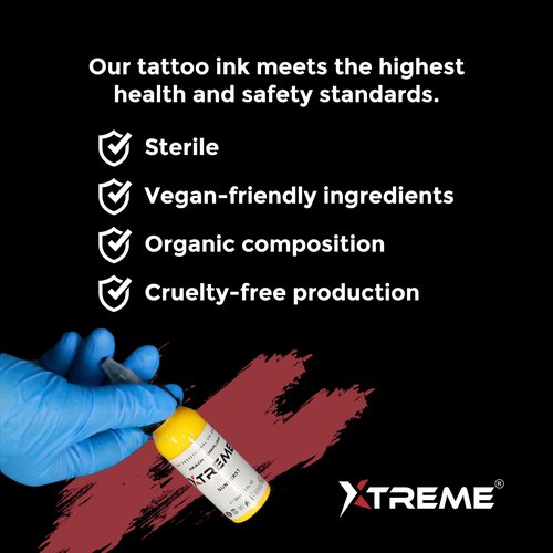 Xtreme Tattoo Ink, Versatile Medium Viscosity for Precision Tattooing, Rich Hue, Quick Healing, Acrylic-Free, Water Based and Premium Quality, Ready-to-Use Tattoo Ink (Extra Black, 2 oz)