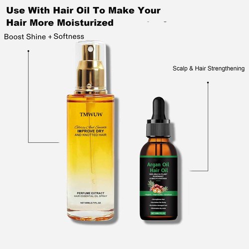 Hair Oil Spray - Leave In Conditioning Spray for Dry & Frizzy Hair with Jojoba Oil & Shea Butter, Intensive Nourishing Treatment, Detangles, Adds Shine & Softness for Women & Men (2.71 Fl Oz-2PS)