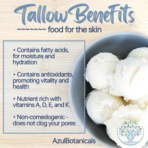 AzulBotanicals Methylene Blue Infused Whipped Grass Fed Beef Tallow Balm, Anti-Aging, Moisturizer, Stretchmarks, Rosacea, Psoriasis, Eczema, Acne, All skin types, Organic Ingredients 1.7oz