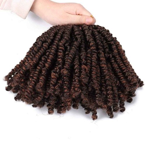 Dorsanee Short Bob Spring Twist Crochet Hair 6 Inch 6 Packs Pre-twisted Cute Spring Twists Curly Crochet Braids Pre Looped Mini Passion Twists Fluffy Twist Synthetic Hair Extensions (6 Inch,T30#)