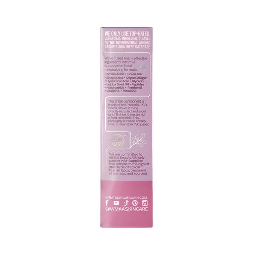 What’s My Age Again? SuperActive Facial Moisturizer | Daily Hydrating Face Moisturizer with Hyaluronic Acid, Niacinamide, Glycerin, Peptides, Vitamins B5, C & E | Clean, Vegan, Sustainable & Cruelty-Free | EWG Verified | Fragrance Free | All Skin Types |
