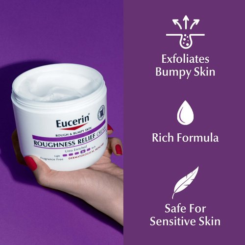Eucerin Roughness Relief Body Cream for Rough and Bumpy Skin, Fragrance Free Body Moisturizer with Urea and Ceramide-3, 16 Oz Jar