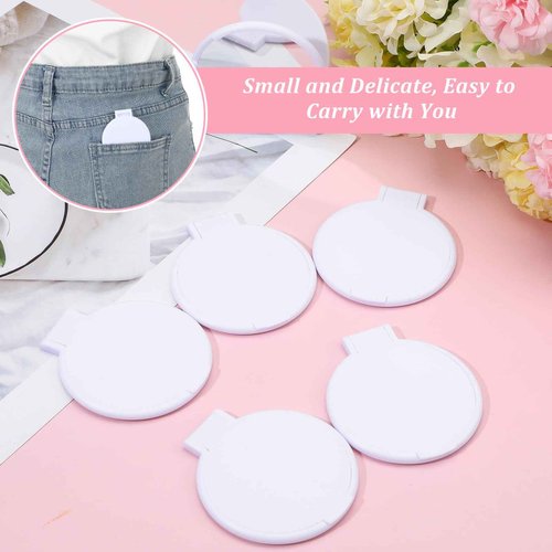 Molain 72 Pcs Mini Compact Mirrors Bulk, Portable Round Folding Makeup Mirror Set for Purse Travel Women Daily Use White