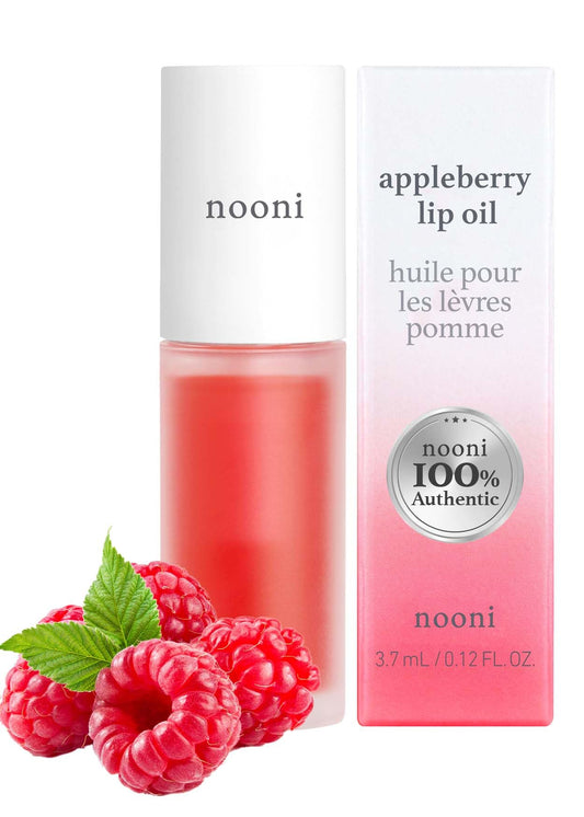 NOONI Korean Lip Oil - Applecranberry | Refreshing, and Tinting Dry Lips with Apple Seed Oil, Jojoba Seed Oil, Cranberry Extract, 0.12 Fl. Oz. (Brick Red)