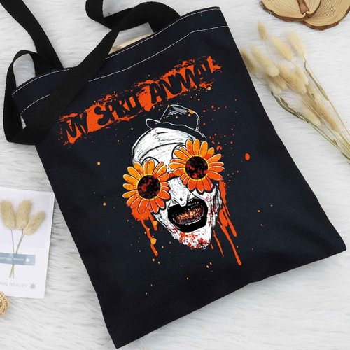 BWWKTOP Clown Movie Cosmetic Makeup Bag Movie Fans Gifts Horror Movie Zipper Pouch For Women Girls (sunflower glass TG BL)