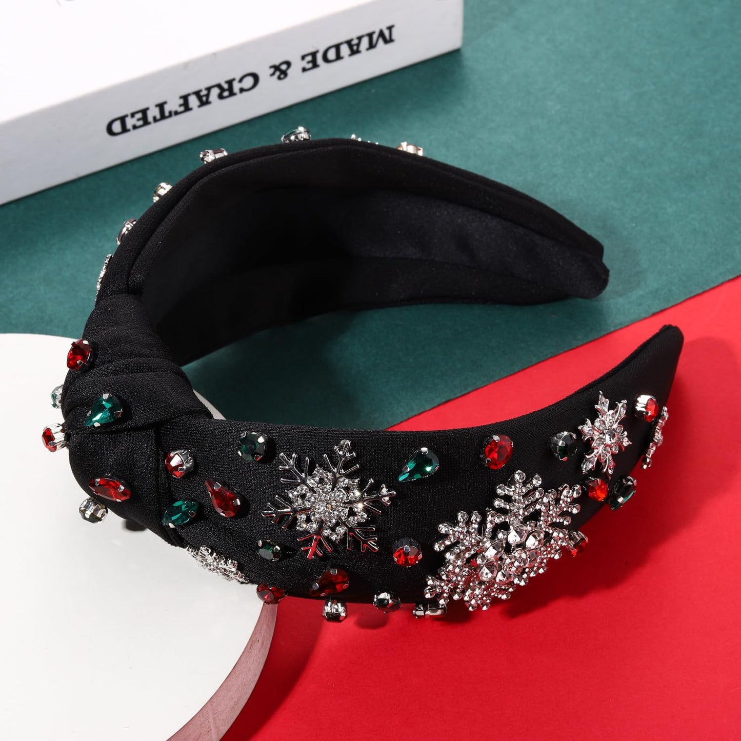 Christmas Snowflake Headband for Women Pearl Rhinestone Jewelry Snaowflake Hairband Winter Holliday Wide Knot Headband Christmas Party Favors Gifts