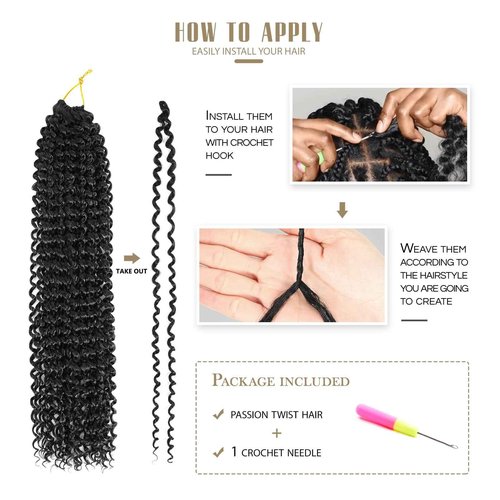 Dansama 7 Packs Passion Twist Hair Water Wave Braiding Hair for Butterfly Style Crochet Braids Bohemian Hair Extensions (22inch (Pack of 7), #1B)