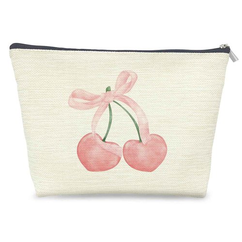 Udinaz Cherry Makeup Bag,Bow Makeup Bag, Pink Coquette Makeup Bag, Cute Makeup Bag, Pink Preppy Makeup Bag, Preppy Stuff, Preppy Coquette Gifts, Coquette Stuff, Pink Makeup Pouch