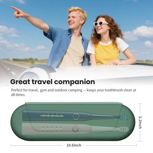 iTokGok Silicone Electric Toothbrush Travel Cover, Toothbrush Travel Containers Bag Case,Keeps Toothbrush Fresh and Clean, Fits Most Manual and Electric Toothbrushes - Midnight Green