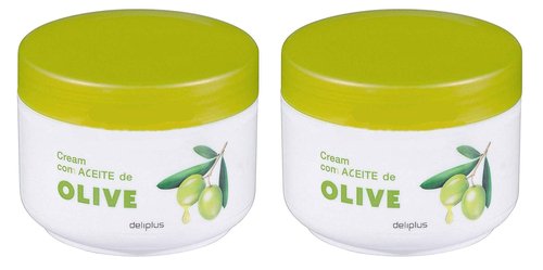Deliplus Olive Oil Intensive Rich Moisturizing Hand and Body Cream Treatment for Dry Skin with Karite and Vitamin E 6.75 fl oz (Pack of 2)