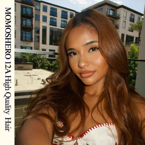 MOMOSHERO Chocolate Brown Body Wave Single Bundle Human Hair 16 Inch, 12A Soft Glossy 100% Unprocessed Remy Virgin Hair 1 Bundle Wavy. Classy Colored #4 Dark Medium Brown Weaves Sew In Extension