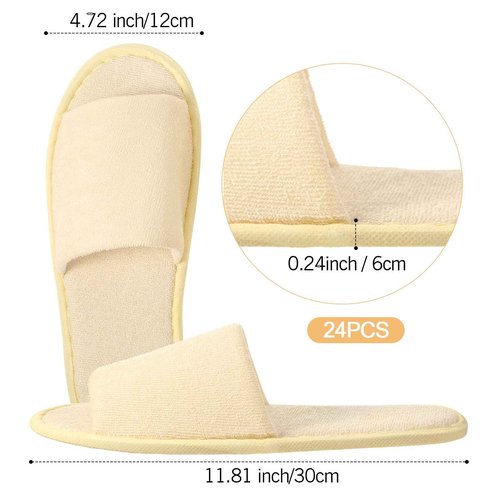 Geyoga 24 Pairs Spa Disposable Slippers Open Toe Non Slip Slippers for Women Men Guests Hotels Home Party Housewarming(Black, White, Khaki, Light Gray,L)