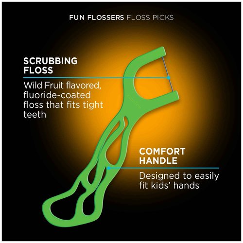 DenTek Triple Clean Advanced Clean Floss Picks, No Break & No Shred Floss, 150 Count, 6 Pack & Kids Fun Flossers, Wild Fruit, 90 Count