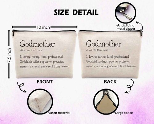 Dwept Godmother Definition Cosmetic Bag - Proposal and Mothers Day Birthday Gift from Godchild - Makeup Bag for Purse 383