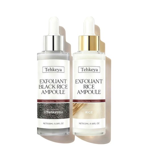 Peel Shot Glow Rice Ampoule Duo - Black & White Rice Exfoliating Facial Serum for All Skin Types, Hydrating & Brightening Treatment, 3.38 Fl Oz