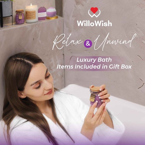 WilloWish Purple Care Package For Women - 15 PCs Get Well Gifts For Women After Surgery - Thinking of You Gifts - Get Well Soon Gift Baskets - Spa Self Care Gift