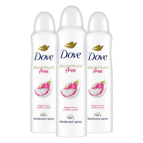Dove Aluminum Free Deodorant Spray for Women 3 Pack Dragon Fruit & Coconut Cream 72 hour odor protection 4 oz
