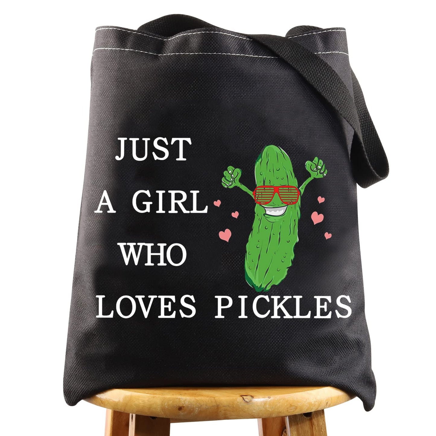 LEVLO Funny Pickle Cosmetic Bag Pickle Food Costume Party Gift Just A Girl Who Loves Pickles Makeup Zipper Pouch Bag Pickle Lover Gift (Loves Pickles BT)