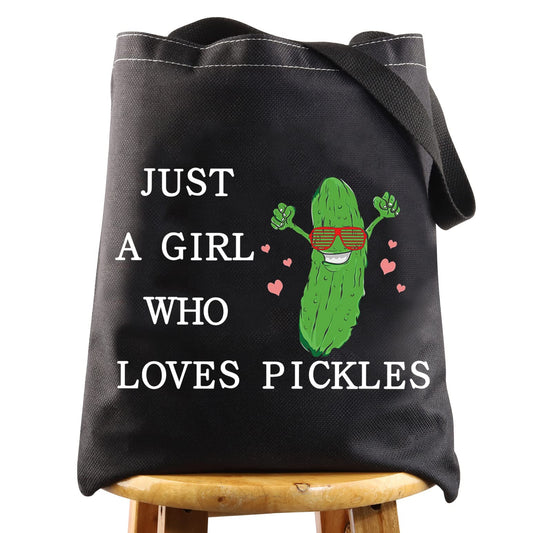 LEVLO Funny Pickle Cosmetic Bag Pickle Food Costume Party Gift Just A Girl Who Loves Pickles Makeup Zipper Pouch Bag Pickle Lover Gift (Loves Pickles BT)